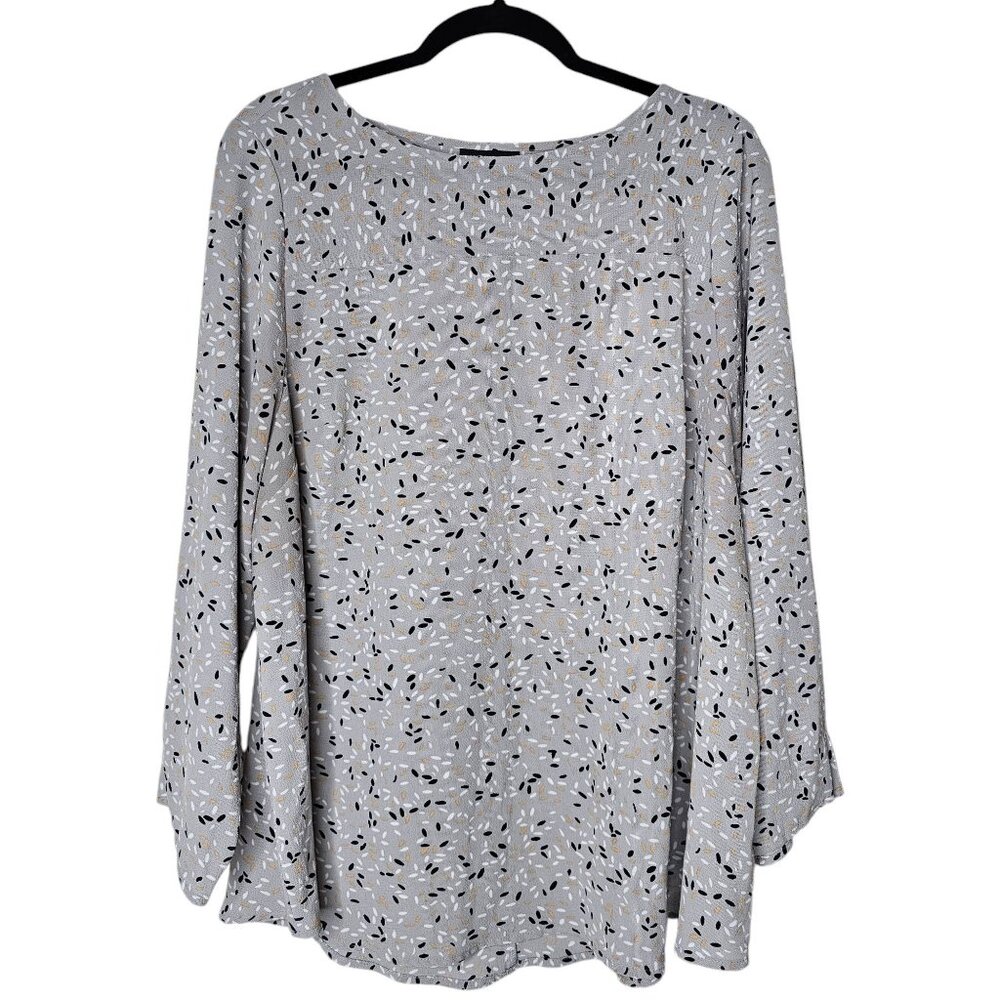 ⚡️Lane Bryant 14 Blouse Grey Sprinkle Print Office Career Interview Professional